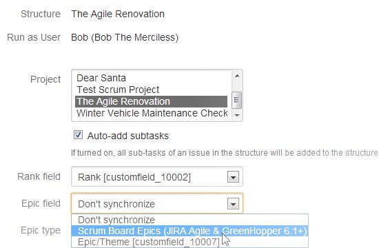 Structure JIRA Agile Synchronizer in action