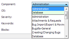 Administration and Database were recently selected — here they are, on the top