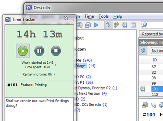 Time Tracking in Deskzilla