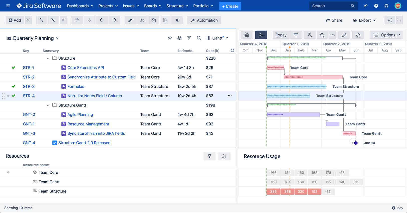 confluence roadmap planner widget