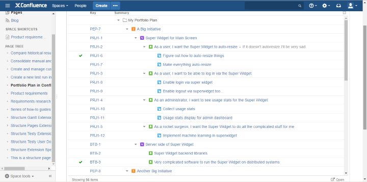 Portfolio plan in Confluence on laptop screen