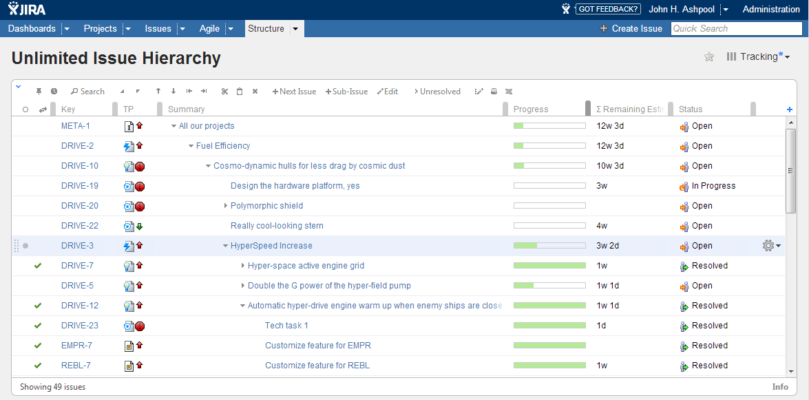 Features and Screenshots  Structure Plugin for JIRA  ALM 