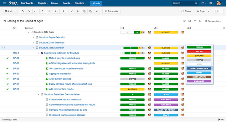 Structure.Testy - Lightweight JIRA testing extension for Structure